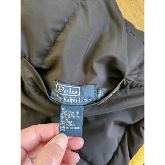Vintage Polo Ralph Lauren Down Puffer Mens L Black Yellow Puffer Reversible - Picture 5 of 12